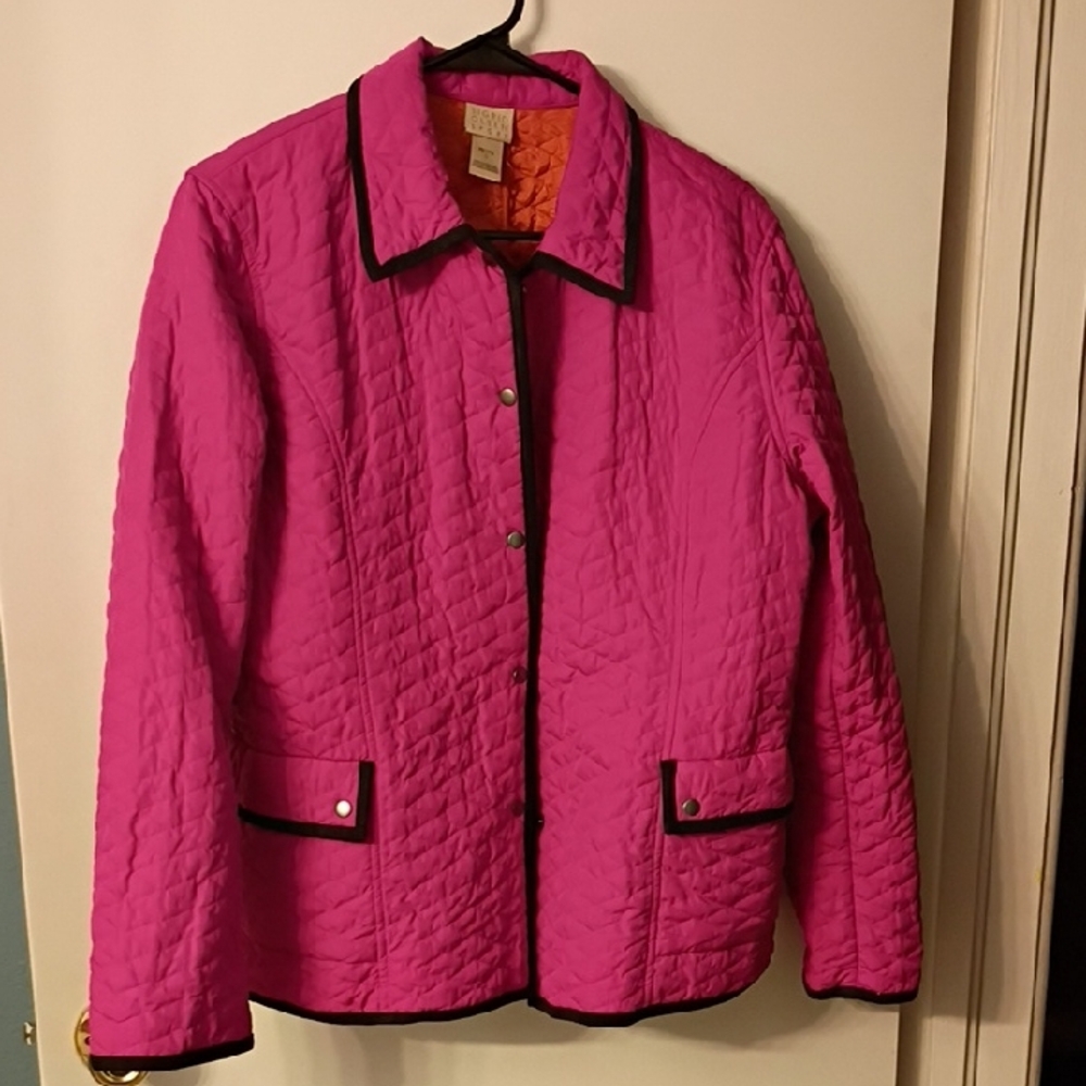 Sigrid Olsen Fuchsia Quilted Puffer Jacket Size Petite Large